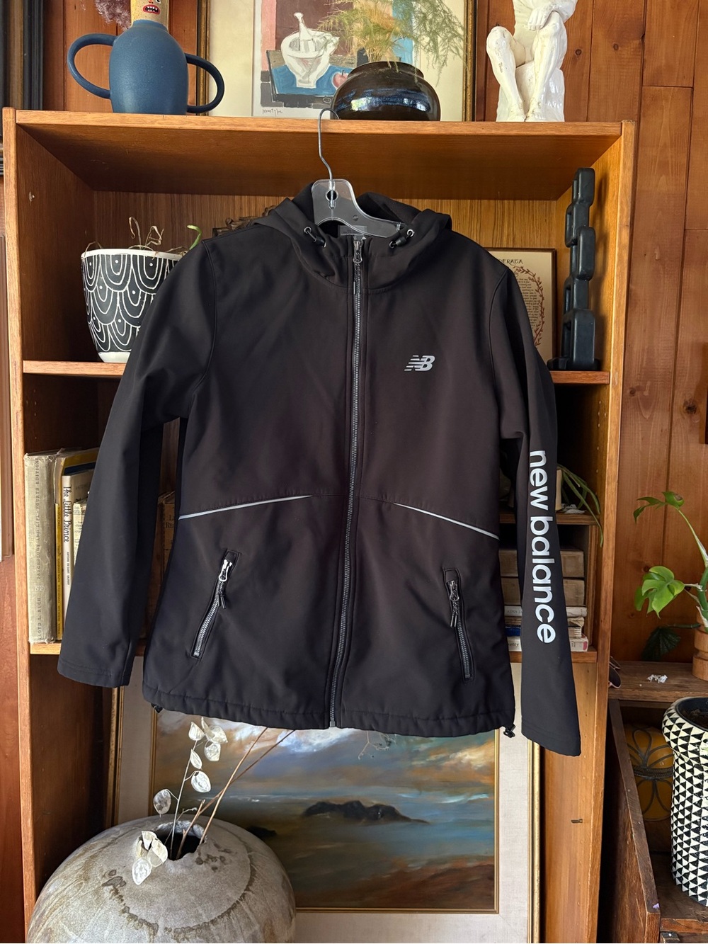 New Balance Black Softshell Fleece Lined Hooded Jacket L